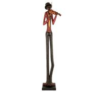 Brown & Red Resin Standing Jazz Violinist Musician Sculpture Figurine | 60cm Height | New Home Ornament | Birthday Present