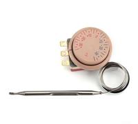 Brown Refrigerator Thermostat Temperature Control Switch with Tripod Nut, -30°C to +30°C Range, 0.5m Probe, Plastic for zer Cooling Repair