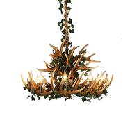 Brown Resin Deer Horn Antler Chandelier, Retro Style Living Room Hanging Light, Antler Ceiling Pendant Light Fixture, for Home Store Dining Room