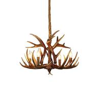 Brown Resin Deer Horn Antler Chandelier, Retro Style Living Room Hanging Light, Antler Ceiling Pendant Light Fixture, for Home Store Dining Room