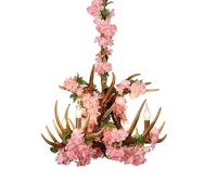 Brown Resin Deer Horn Antler Chandelier, Retro Style Living Room Hanging Light, Antler Ceiling Pendant Light Fixture, for Home Store Dining Room