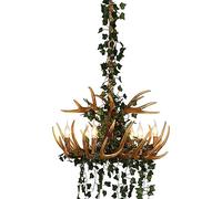 Brown Resin Deer Horn Antler Chandelier, Retro Style Living Room Hanging Light, Antler Ceiling Pendant Light Fixture, for Home Store Dining Room