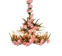 Brown Resin Deer Horn Antler Chandelier, Retro Style Living Room Hanging Light, Antler Ceiling Pendant Light Fixture, for Home Store Dining Room