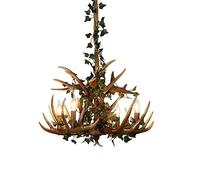 Brown Resin Deer Horn Antler Chandelier, Retro Style Living Room Hanging Light, Antler Ceiling Pendant Light Fixture, for Home Store Dining Room