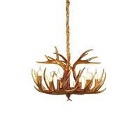 Brown Resin Deer Horn Antler Chandelier, Retro Style Living Room Hanging Light, Antler Ceiling Pendant Light Fixture, for Home Store Dining Room