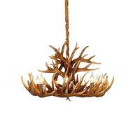 Brown Resin Deer Horn Antler Chandelier, Retro Style Living Room Hanging Light, Antler Ceiling Pendant Light Fixture, for Home Store Dining Room