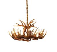 Brown Resin Deer Horn Antler Chandelier, Retro Style Living Room Hanging Light, Antler Ceiling Pendant Light Fixture, for Home Store Dining Room