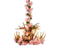 Brown Resin Deer Horn Antler Chandelier, Retro Style Living Room Hanging Light, Antler Ceiling Pendant Light Fixture, for Home Store Dining Room