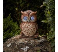 Brown Resin Solar Powered Blinking Owl Garden Ornament 25cm Marco Paul Brown One Size