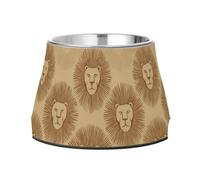 Brown Retro Lions Minimalist Bowl for Pets Non Skid Stainless Steel Cats Food Bowls for Loving Pet Whisker Fatigue
