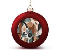 Brown Retro Pattern Christmas Balls Ornaments for Xmas Christmas Tree 1.6" Hanging Shatterproof Xmas Balls Hanging Decor Pendants for Holiday Party Outdoor Indoor DIY Craft Supplies