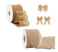 Brown Ribbon, 2 Rolls Jute for Gift Wrapping, Wide Hessian Ribbon for DIY Crafts, Rustic Wedding Decorations, Christmas Tree Decor, 9.1M Length, 5CM and 2.5CM Width