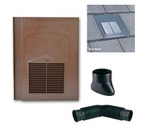 Brown Roof Tile Vent - Flat Tile Vents with 100mm Flexi Pipe & Adaptor - Compatible with Sandtoft Calderdale, Russell Grampian, Redland Mini Stonewold & Marley Modern Tiles
