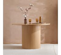 Brown Round Fluted Dining Table Axel Birlea