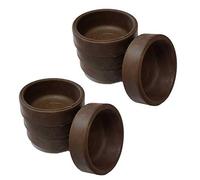 Brown Rubber Castor Cups 37mm Protect Wooden, Laminate, Tiled Floors and Carpets from Wheel Damage and Scratches Caused by Chair, Bed, Sofa and Table Legs (8, Small)