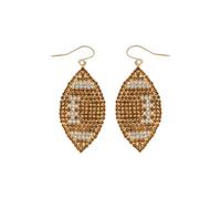 Brown Rugby Earring for Women Sparkly Imitation Cubic Zirconia Cool Punk Drop Dangle Earrings Soccer Statement Football Sports Game Team Fans Players Coach Jewelry