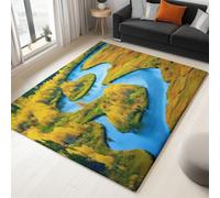 Brown Rugs Living Room Washable Non Slip Area Rug 60 x 90 cm, Bedroom Kitchen Hall Lounge Office Dining Room Indoor Carpet Low PileForest Trees Winding Stream Carpets