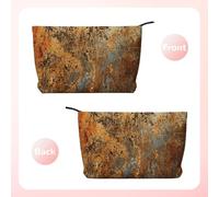 Brown Rust Colorful Metal Rusty, Cosmetic Bag Corduroy Makeup Bag Portable Travel Toiletry Bag