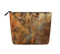 Brown Rust Colorful Metal Rusty, Cosmetic Bag Imitation Linen Makeup Bag Portable Travel Toiletry Bag