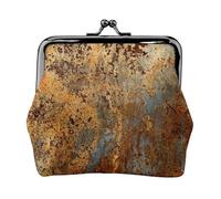 Brown Rust Colorful Metal Rusty, PU Leather Coin Purse, Small Wallets, Change Pouch with Kiss Lock Clasp Buckle, Change Purse