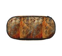 Brown Rust Colorful Metal Rusty,Small Pencil Case Large Capacity Pencil Pouch Office Stationery Organizer