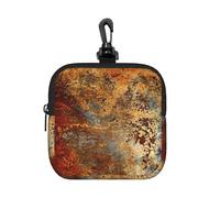 Brown Rust Colorful Metal Rusty Steel Iron Structure, Coin Purse Square Zipper Storage Bag, Change Pouch with Lobster Buckle Clasp Buckle, Change Purse
