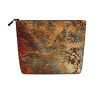 Brown Rust Colorful Metal Rusty Steel Iron Structure, Cosmetic Bag Imitation Linen Makeup Bag Portable Travel Toiletry Bag