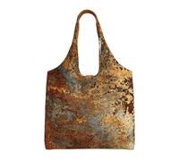 Brown Rust Colorful Metal Rusty Steel Iron Structure,Reusable Tote Bags Grocery Bags Large Capacity Canvas Shopping Shoulder bag