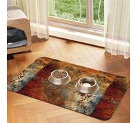 Brown Rust Colorful Metal Rusty Steel Iron Structure,Waterproof Pet Feeding Mat,Cat Dog Placemats for Food and Water, PU Leather Food Mats,40x60cm