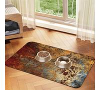 Brown Rust Colorful Metal Rusty Steel Iron Structure,Waterproof Pet Feeding Mat,PU Leather Placemats for Cat Dog Water Bowl,Food Mats,40x60cm
