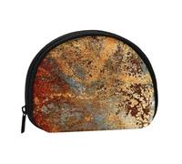 Brown Rust Colorful Metal Rusty Steel Iron Structure, Women's Storage Bag Shell Makeup Bag Small Coin Purse Shell Change Pouch