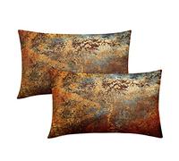 Brown Rust Metal Lumbar Pillow Covers 12X20 In Gold Rusty Cinnamon Copper Bronze Metallic Rectangular Pillow Cases Orange Teal Rustic Throw Pillows Set of 2 Autumn Home Decor For Room Porch Outdoor