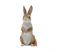 Brown Rustic Rabbit for sculpture 25cm Tall Weather Resistant | Hand-painted resin, weather-resistant finish, rustic pastoral style, 10x25cm size, perfect for spring decor