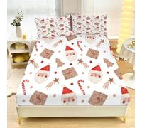 Brown Santa Claus3-Piece Bed Sheet Set - Hotel-Quality Microfiber Fitted Sheet, 30cm Deep Pocket, Anti-Pilling & Fade Resistant - Fits Super King Bed (260x220cm) q252