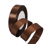 Brown Satin Ribbon 20mm, 22M Solid Colors Fabric Coffee Ribbon for Crafting, Gift Wrapping, Balloons, DIY Sewing Project, Hair Bows, Xmas, Valentine, Presents Bouquets Floral Wedding &Cake Decoration