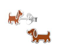 Brown Sausage Dog Earrings - 925 Sterling Silver