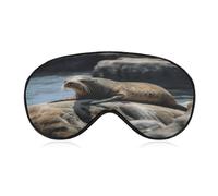 Brown Seal on The Rock Eye Mask Soft Sleep Mask for Side Sleeper Light Blocking Night Eye Cover with Adjustable Strap Sleep Shade Cover Night Blindfold Eyeshade Sleeping Masks for Travel