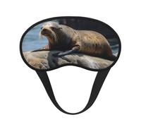 Brown Seal on The Rock Sleep Mask for Side Sleeper, Blackout Sleep Eye Mask Comfortable Blindfold Eyeshade Soft Breathable Sleeping Mask with Elastic Strap Silk Eye Covers for Travel