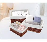 Brown Set of 3 Wicker Storage Baskets Organising Baskets Marco Paul Brown One Size