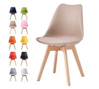 (Brown, Set of 4 chairs) MCC Set of 1/2/4 Dining Chairs Designer Chairs Wooden Home Office Commercial EVA