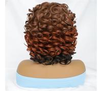 Brown Short Afro Curly Wig With Bangs For Women Synthetic Black Blonde Blue Wigs Halloween Heat Resistant