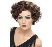 Smiffys 20s Flirty Flapper Wig, Brown Short and Wavy, 1920's Razzle Fancy Dress, 1920s Dress Up Wigs Halloween