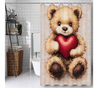 Brown Shower Curtain 120 x 200 cm Bathroom Curtain with 12 Plastic Hooks, Outdoor Garden Curtains Waterproof, Quick-Drying, Washable, Weighted Hem, BathCurtain for Spring Bathroom Decor Bear -ly675