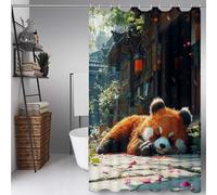 Brown Shower Curtain Panda Shower Curtains for Bathroom, HD Printing Waterproof Bathroom Curtains with 12 Hooks, Polyester Bath Curtain Machine Washable for Shower Stall, Gifts 80x200cm -ly25072JJ