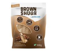 Brown Shuga® by Puresweet 500g, Natural Brown Sugar Alternative, No Bitter Aftertaste, Keto and Diabetic Friendly, Non GMO, Vegan, with Stevia.
