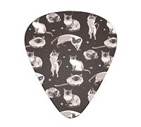 Brown Siamese Cat In Various Poses Unique Guitar Gift Guitar Picks For Bass Electric Acoustic Guitars (12 Count)