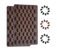 Brown Silicone 55 Cavity Mini Coffee Beans Chocolate Mold 2Pcs DIY Cake Decoration Bakeware Mould Handmade Craft Baking Molds for Candy Gummy Ice Cube