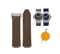 (brown silver, 24mm-17mm) Watchband For Hublot Big Bang Silicone 25*19mm Waterproof Men's Watch Strap Chain Watch Accessories Rubber Bracelet Wristband-blue A Black Free Shippi