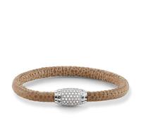 Brown/Silver Leather Bracelet with Zirconia Accents, female, THOMAS SABO, Bracelets, Beige, ONE SIZE, Accessories ONE SIZE