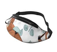 Brown Sloth Fanny Pack for Men Women, Waterproof Sports Waist Bag Fashion Belt Bag Crossbody Bags Hip Bum Bag with Adjustable Strap Large Sling Bag Purse for Travel Hiking